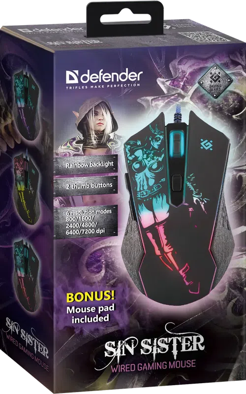 Defender - Проводная игровая мышь Sin'Sister GM-933