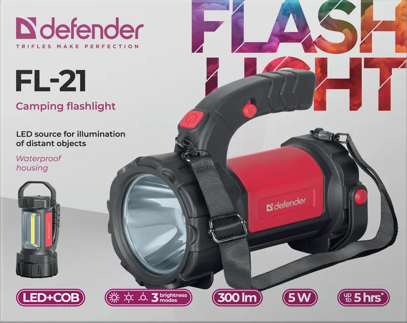 Defender - Фонарь кемпинговый FL-21, LED+COB