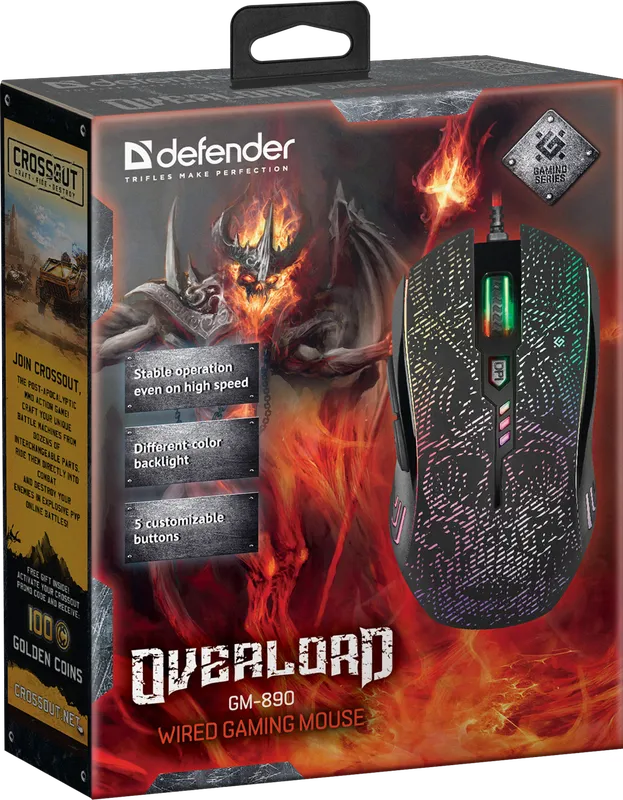 Defender - Проводная игровая мышь OverLord GM-890
