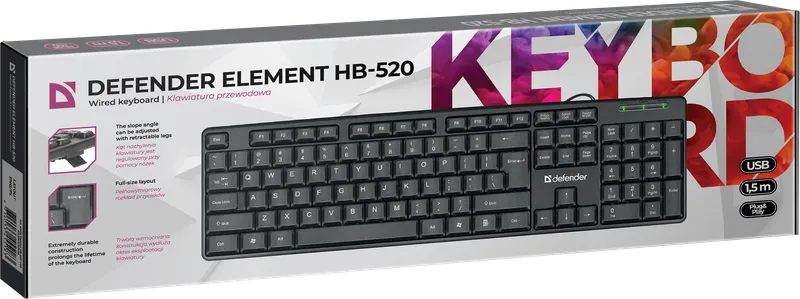 Defender - Проводная клавиатура Element HB-520 USB