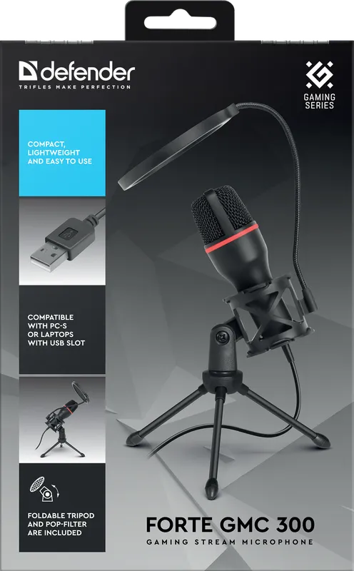 Defender - Игровой стрим микрофон Forte GMC 300