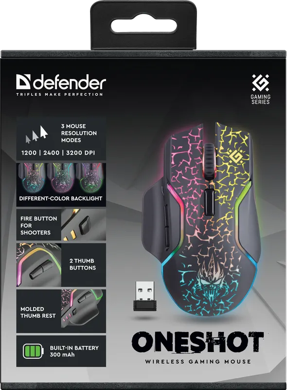 Defender - Беспроводная игровая мышь Oneshot GM-067