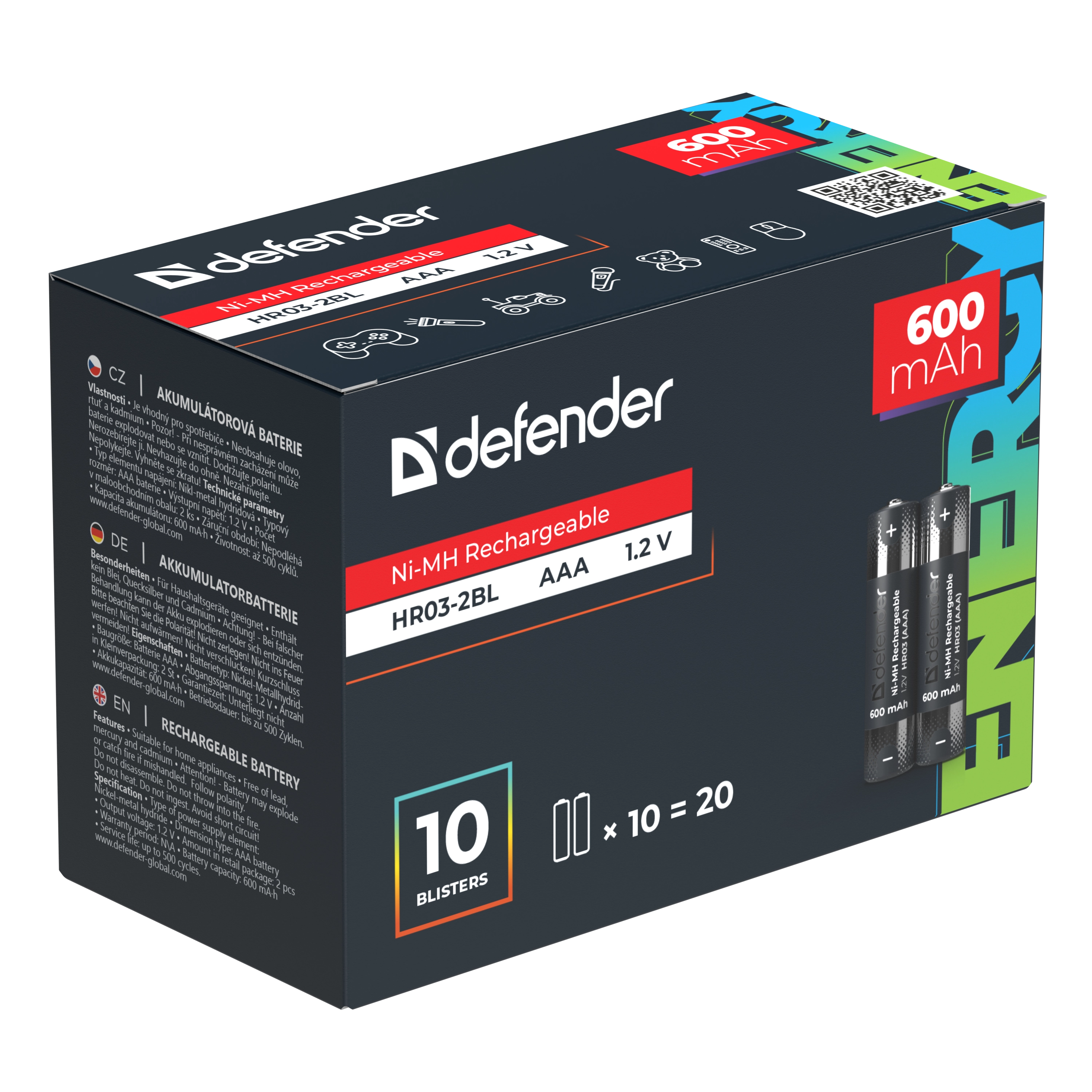 Defender - Аккумуляторная батарея HR03-2BL 600 mAh