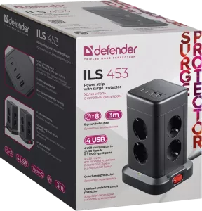 Defender - Удлинитель с сетевым фильтром ILS 453