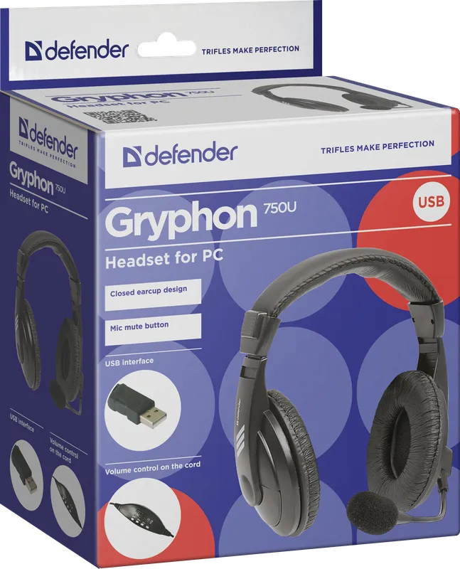Defender - Компьютерная гарнитура Gryphon 750U
