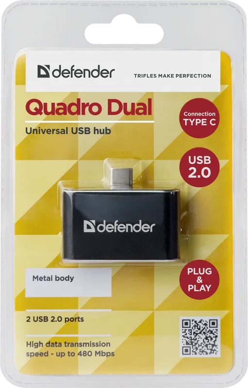 Defender - Универсальный USB разветвитель Quadro Dual