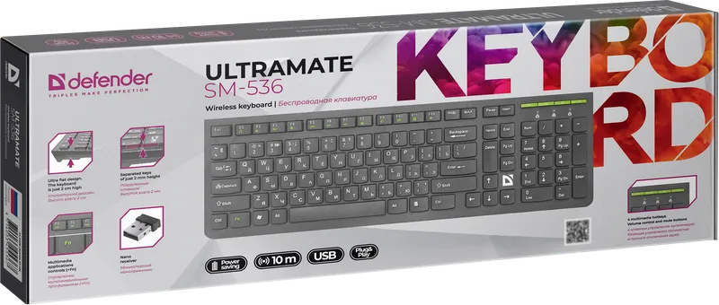 Defender - Беспроводная клавиатура UltraMate SM-536