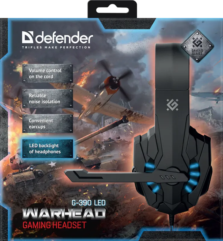 Defender - Игровая гарнитура Warhead G-390 LED