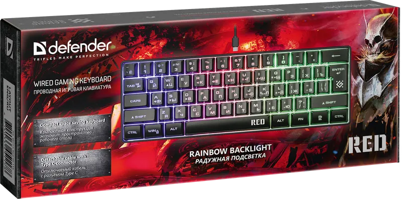 Defender - Проводная игровая клавиатура Red GK-116